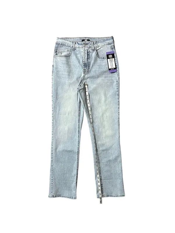 FRYE High Rise Straight Leg Relaxed Fit Cuffed Uncuffed Jean Blue Denim Sz 4/27 - Image 10