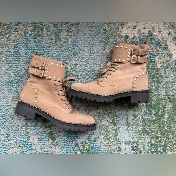 NWOT Sam Edelman Jennifer suede stud moto booties, size 6M - Image 3