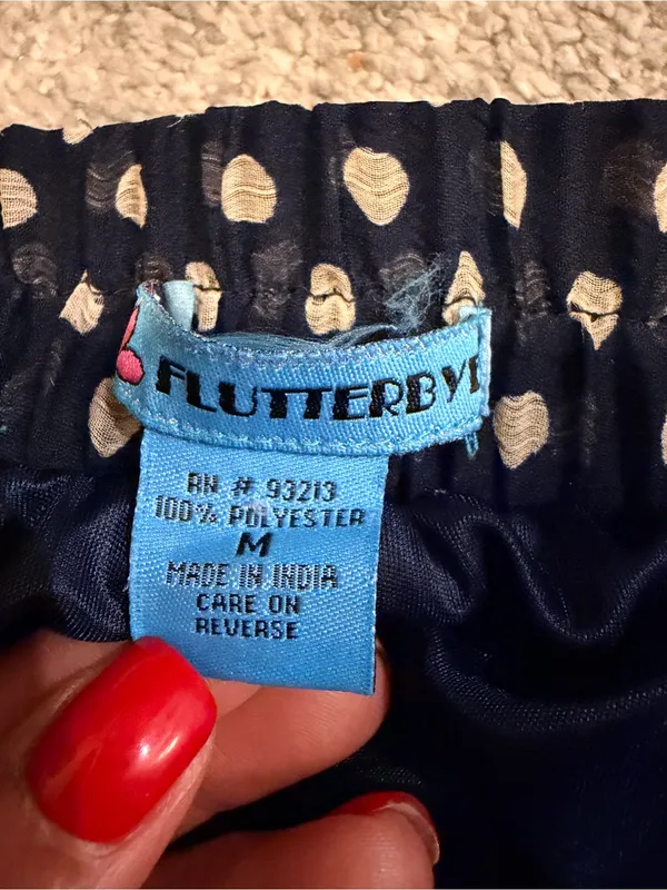 Flutterbye Navy Polka Dot Pleated Mini Skirt Blue Size M - Image 5