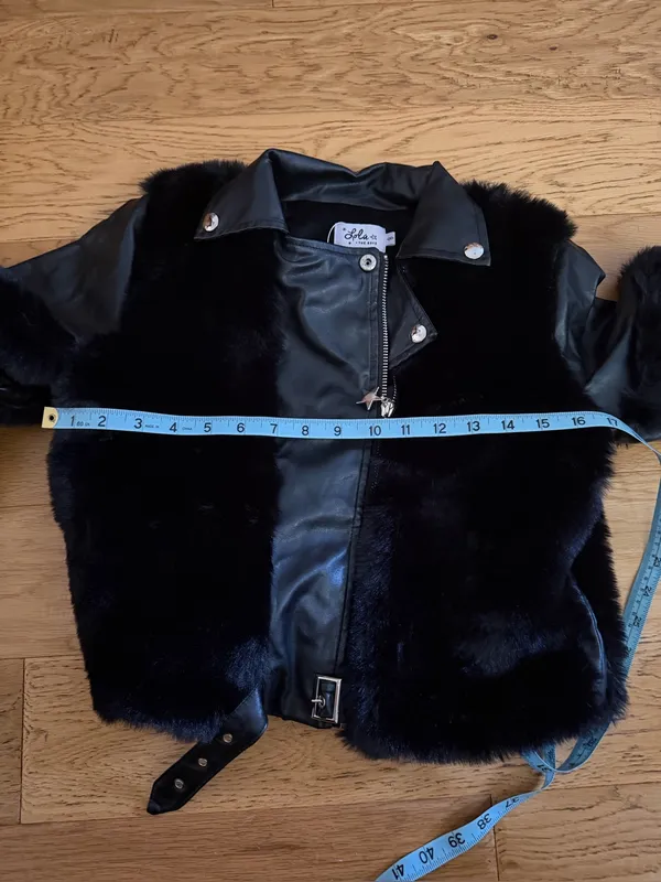 NWOT - 8 -LOLA THE BOY Black Faux Fur & Leather Jacket- Women's Stylish perfecto - Image 9