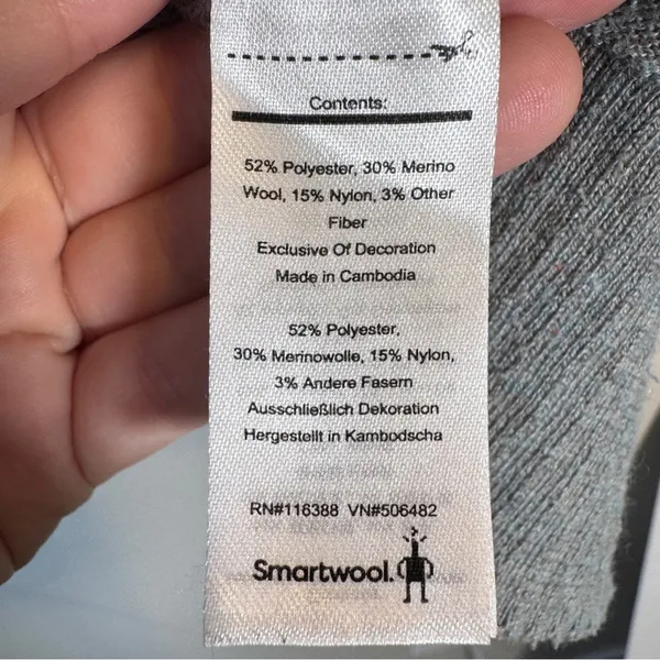 Smartwool Grey Merino Wool Blend V Neck Sweater Womens L Pullover Fall Casual - Image 3
