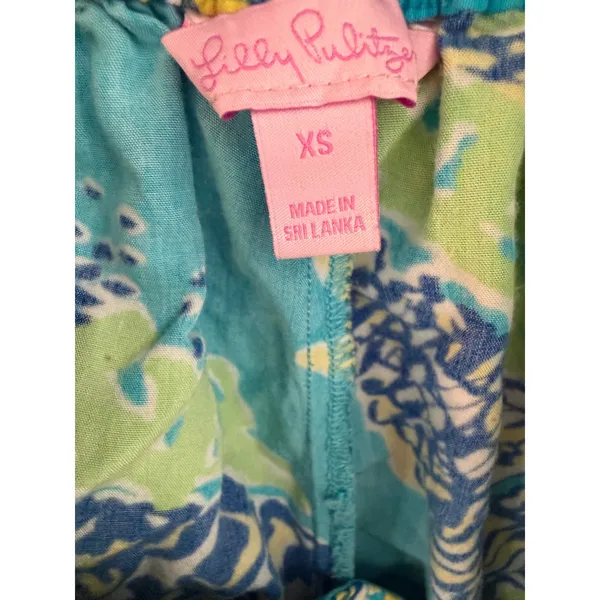 Lilly Pulitzer Callahan Shorts XS Blue Green‎ Seashell Print Rayon Beach Summer - Image 6
