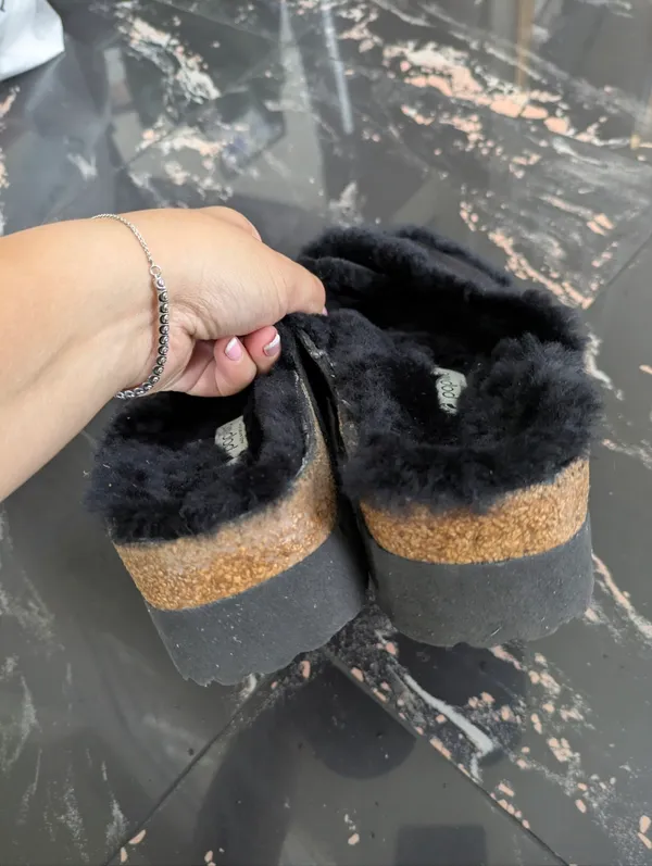 Papillio By Birkenstock Daytona Shearling Lined Suede Platform Slides Size 40 - Image 6