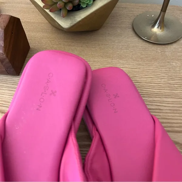 Caslon Kalvin‎ Leather Slide Sandals Slip On Hot Pink Rose Summer Casual Size 8 - Image 4