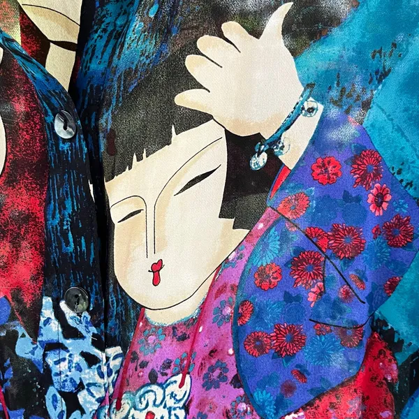 Chico's Women's Vintage 100% Silk Geisha Print Blouse Size 3 (U.S. Large) - Image 5