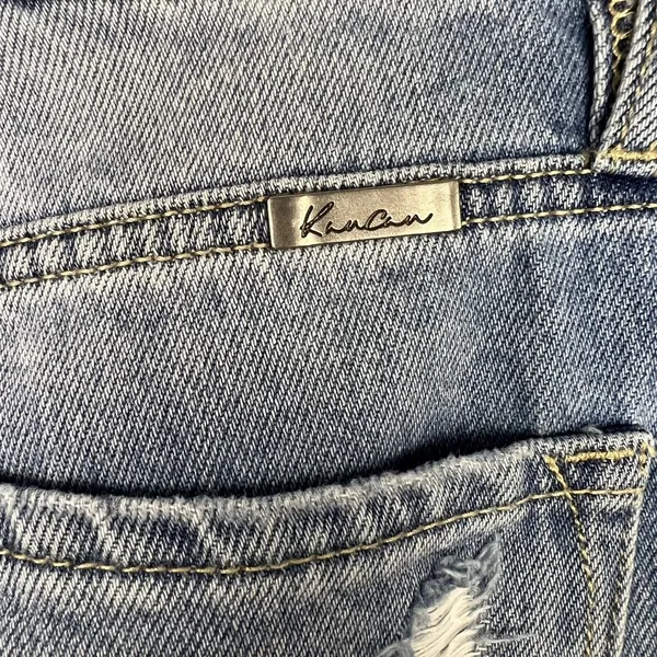 Kancan Jeans Womens 5/26 Light Wash Mid Rise Distressed Destroyed Tapered Denim - Image 8