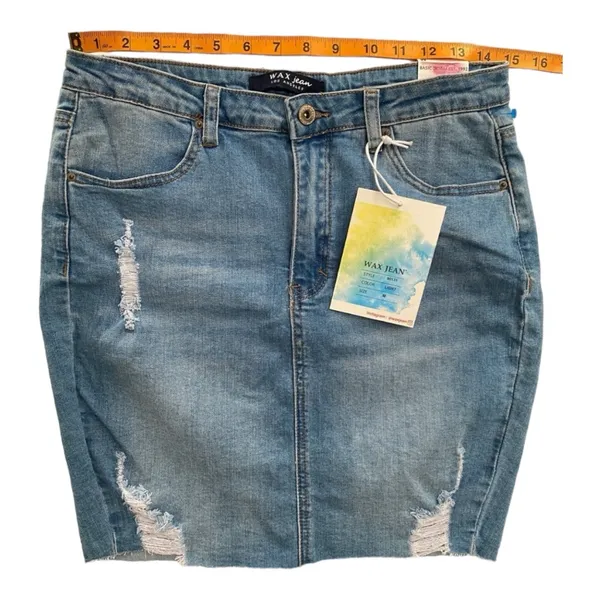 Wax Jean Basic‎ Denim Distressed Skirt Size M - Image 4