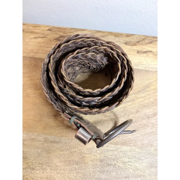 Gap Boho Metallic Silver Braided Leather Belt Wide Woven Twisted Womens Medium - Image 9