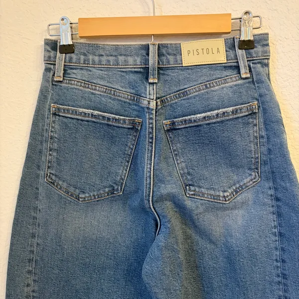Pistola‎ Eli Barrel Jeans 24 Rhythm Vintage High Rise Arched Cropped Light Wash - Image 6