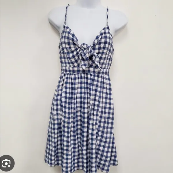 Blue and White Gingham Dress - Image 2