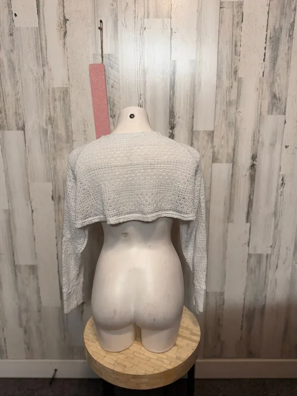 Boho Crochet Shrug Sweater Womens Large Cream Off White Open Knit Bolero - Image 5