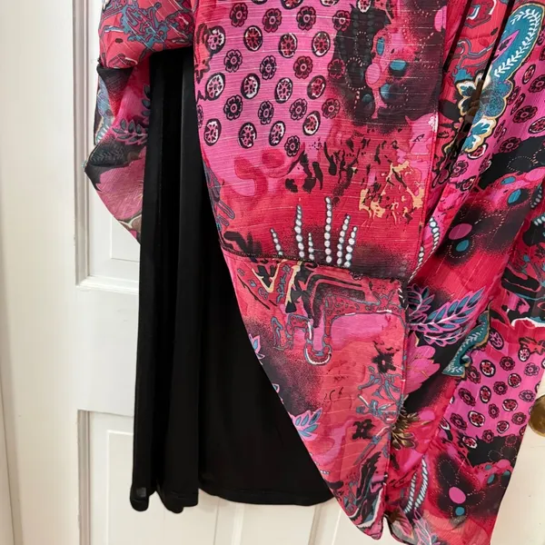 WD.NY‎ Boho Maxi Skirt Sz L Pink Artsy Velvet Waist Shimmer Gypsy Maximalist - Image 5