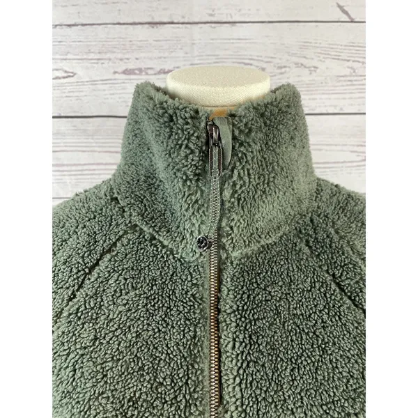 Lululemon Green Fleece Scuba Half Zip Pullover Jacket Cozy Sherpa - Image 4