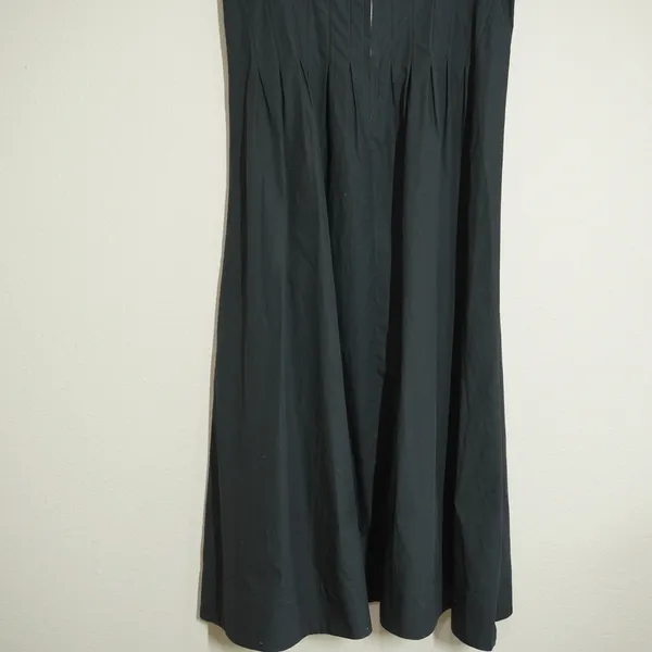 J. Crew Size Small Black Cotton Poplin Zip Front Pintuck Waist Midi Dress Preppy - Image 3