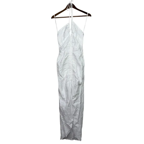 NWT Rumer Estelle Sleeveless Strappy Halter Maxi Dress Front Cutout L White - Image 2