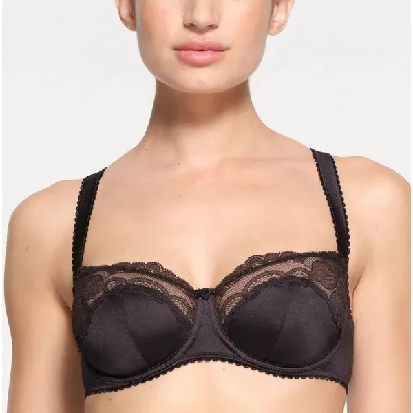 Skims Stretch Satin Lace Unlined Balconette Bra Onyx Size 44DD - Image 11