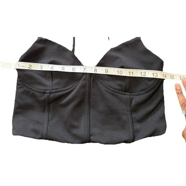 Zara Y2K Corset Bra Crop Black Top Size M Spaghetti Strap Ruched Back Gothic - Image 5