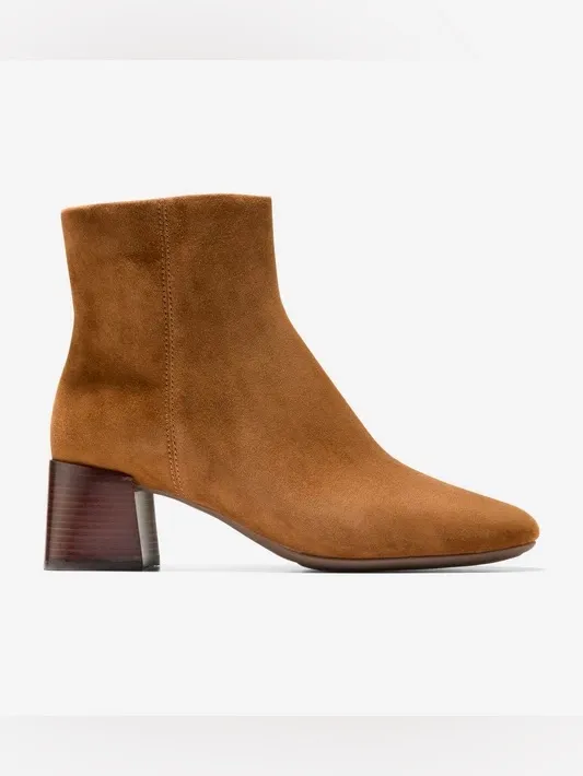 Ann Taylor Brown Suede Square Toe Sculptural Heel Boots Size 9 - Image 2