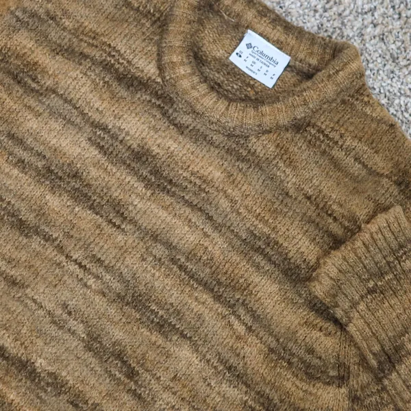 Vintage Columbia Wool Blend Knit Sweater Brown Striped‎ Womens Medium - Image 5
