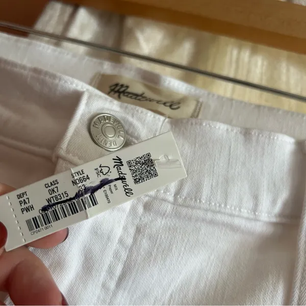 Madewell Stovepipe Jeans Slim Straight Coastal White High‎ Rise NWT Size 33 (16) - Image 5