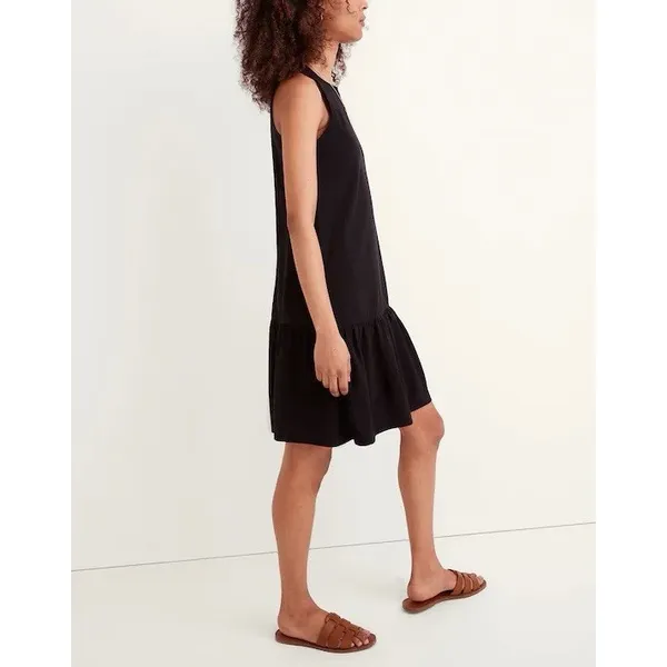 Madewell Women's Brightside Ruffle Hem Tank Mini Dress sz S Black - Image 2