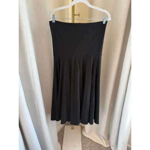 J. Crew Strapless Maxi Skirt Dress Size XL Black Flared A-Line Foldover Waist - Image 2