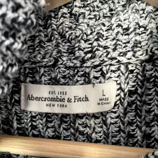 Abercrombie &‎ Fitch black white knit turtleneck sweater women's size large - Image 3