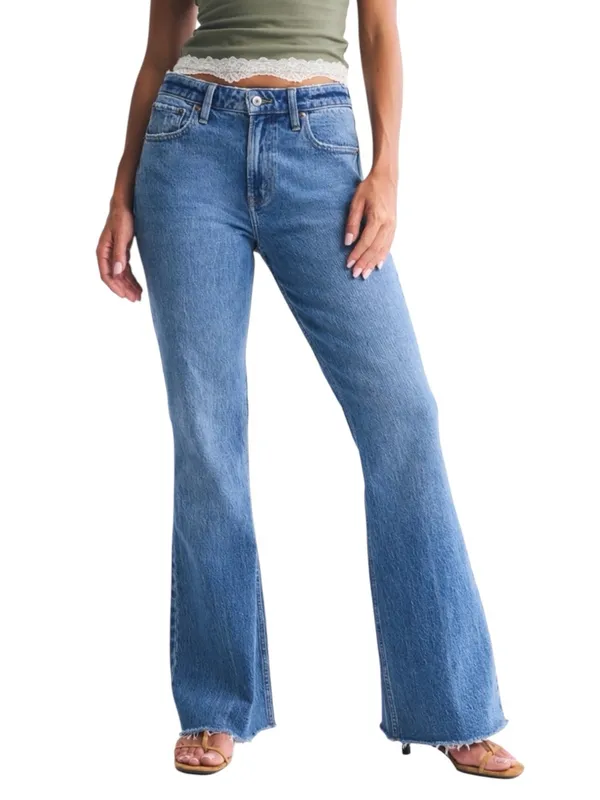Abercrombie & Fitch - Curve Love High Rise Flare Jeans Light Wash Size 28 - Image 2