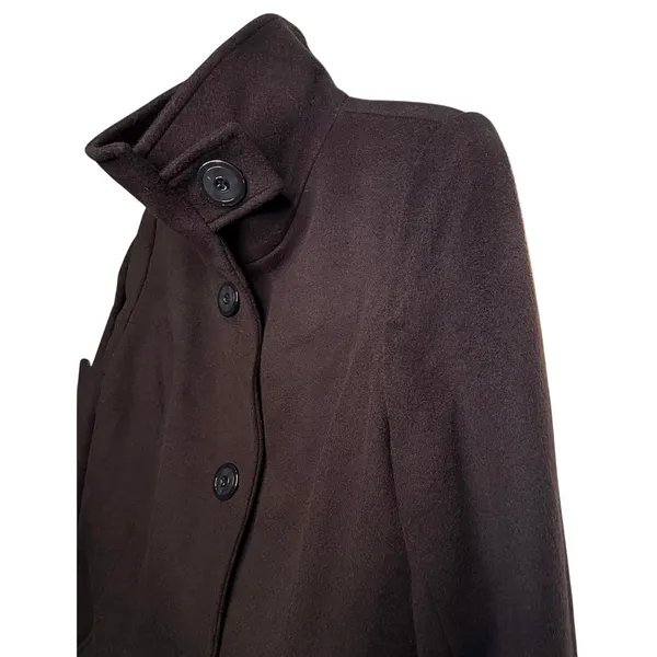 Kristen Blake Single Breasted Fine Australian Wool Button Pea Coat Brown S 6 - Image 13