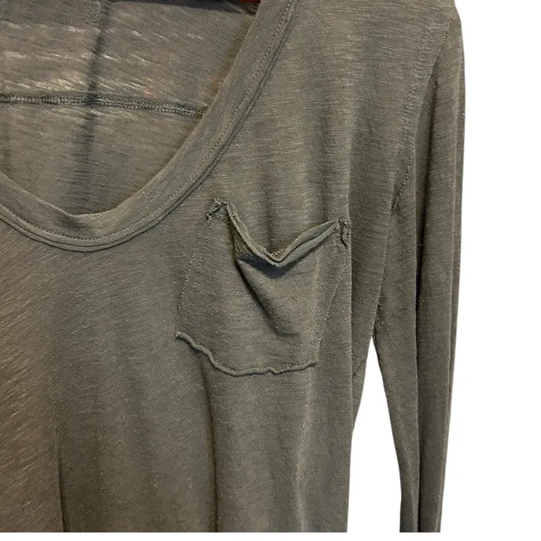 We The Free Women Boho Grunge Tee‎ XS Green Slub Knit Y2K Streetwear Raw Edge - Image 4