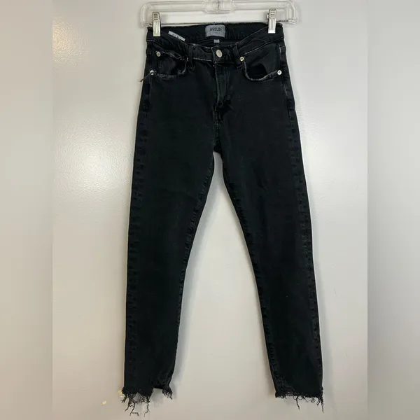 AGOLDE Toni Black Mid Rise Ankle Denim Jeans Raw Hems Size 25 - Image 2