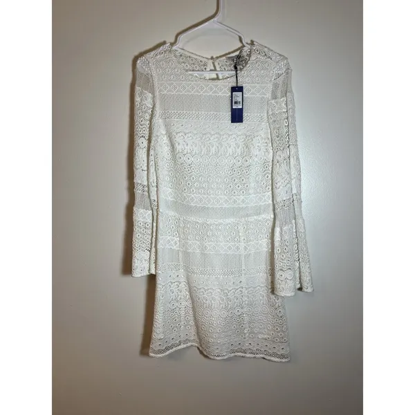 NWT Rebecca Minkoff White Lace 100% Cotton Grin Dress Sz‎ 2 Bridal Open Back - Image 2