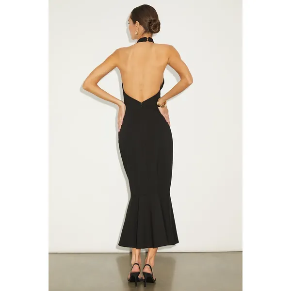 NWT Lulus Chic Masterpiece Black Backless Trumpet Hem Midi Dress Party Dinner L - Image 3