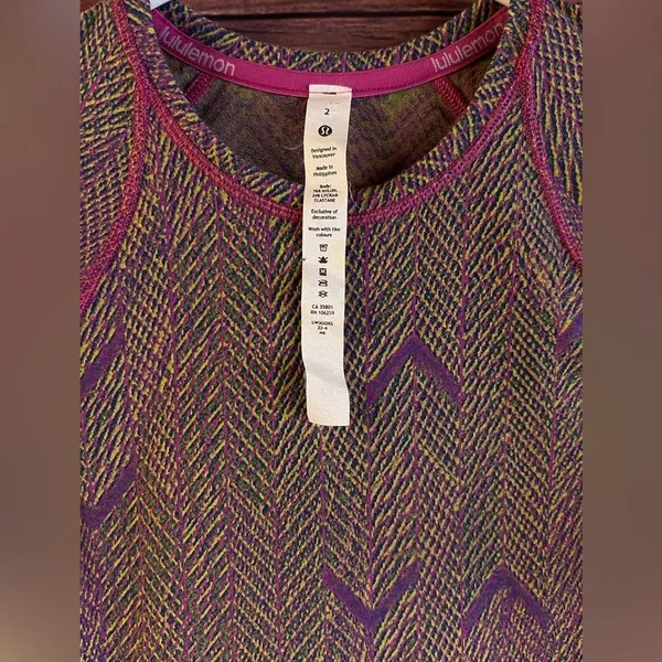 Lululemon Swiftly Tech Long Sleeve 2.0 Chevron Herringbone Magenta Purple Size 2 - Image 5