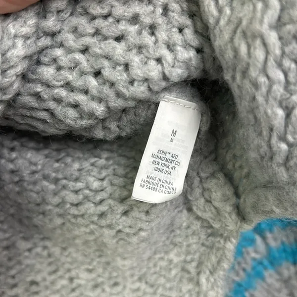 Aerie| Gray Wool-blend Oversized Chunky Knit Sweater sz M - Image 3