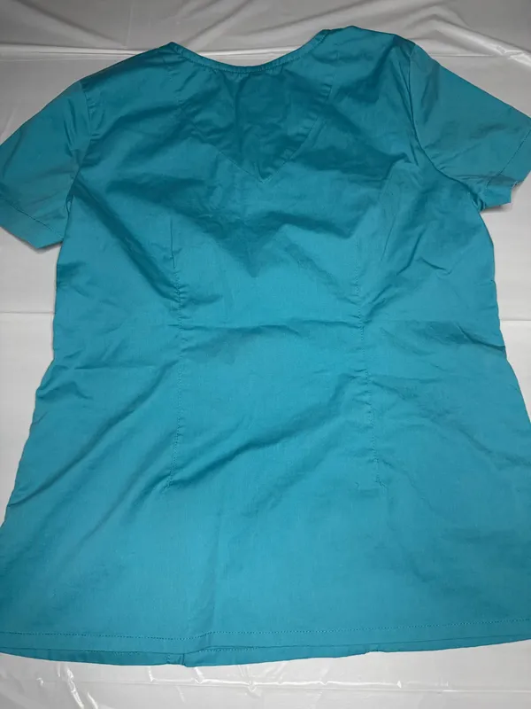Landau Teal Blue Colored Short Sleeve Scrub Top Size Medium - Image 3