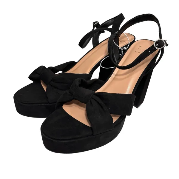 A New Day Black Riah Open Toe Ankle Strap Block Heels Size 9.5 Women’s NWT - Image 2