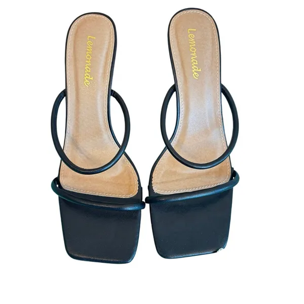 Lemonade golden chunky heel trendy strappy slides slip in shoes sz 6.5 - Image 2