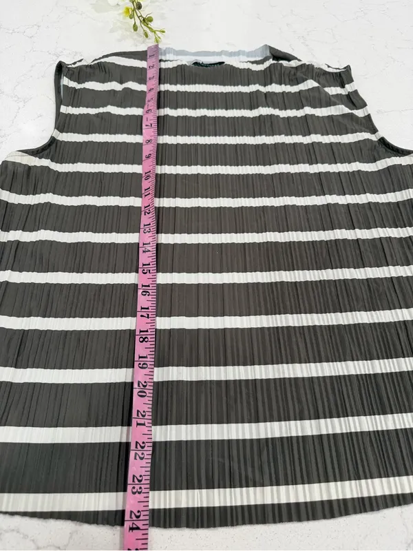 Sanctuary green and White Striped Pleated Crewneck Tank - Image 6