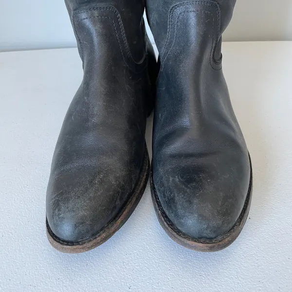 Frye Jamie Ring Tall Distressed Black Leather Riding Boots Size Women's 9 - Image 9