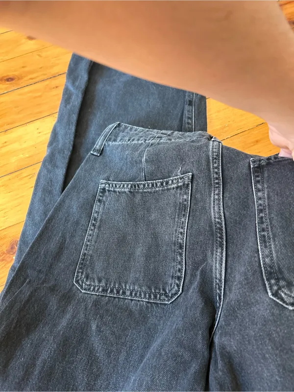 Old navy drapey denim high rise baggy wide leg jeans black 2 - Image 5
