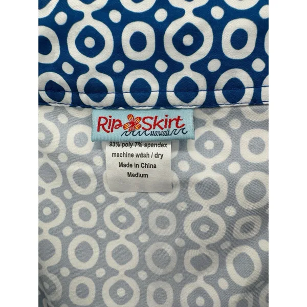 RipSkirt Hawaii Wrap Skirt M Blue White‎ Geo Print Quick Dry Cover Up Travel - Image 3