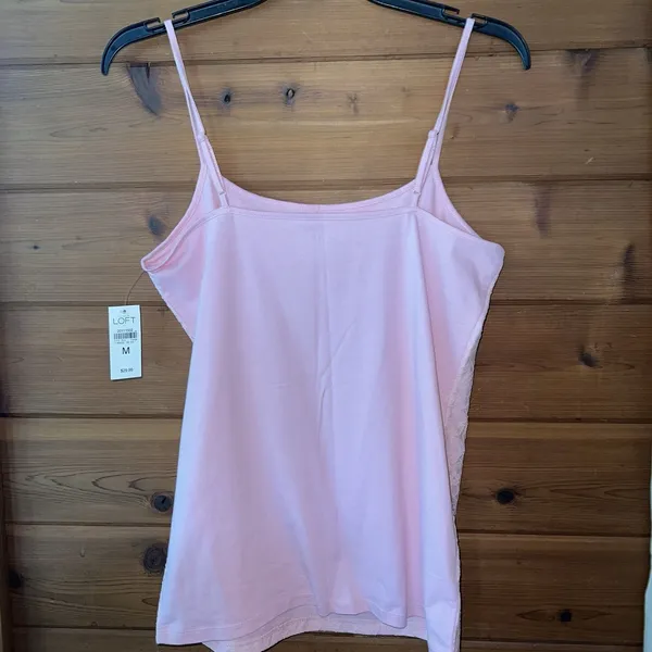 Y2K Ann Taylor LOFT Cami Tank Top M Floral Mesh Lace Pink Fairy Grunge Camisole - Image 4