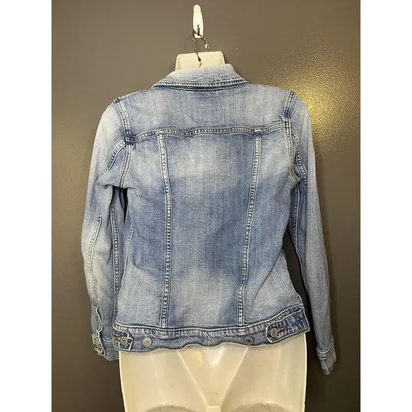 Levi's Denim Jacket Womens Small Blue Light Wash Trucker Button Front Stretch - Image 6