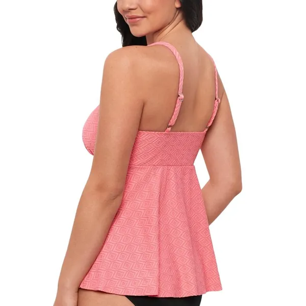 NWT Swim Solutions Swim Textured Underwire Tankini Top 806766 Guava Pink 14 - Image 2