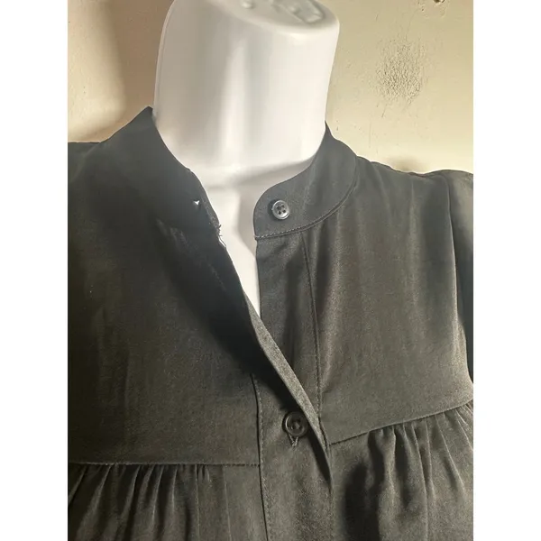 Banana Republic Black Flutter Midi Shirtdress Ruffle‎ Sleeve Button Front XS NWT - Image 5