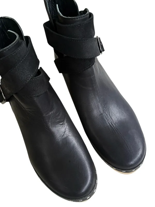 EUC Free People Leather Bungalow Clog Heeled Boots Black Size 9.5 - Image 7