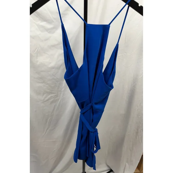 Amanda‎ Uprichard NEW $189 Women's Cobalt Blue Tie Wrap Mini Dress Sz Large - Image 8