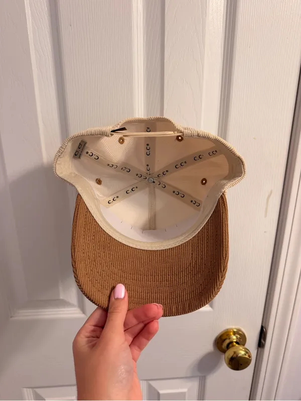 NWT EXPENSIVE & DIFFICULT Two-Tone Corduroy Trucker Hat- Beige & Brown - Image 5