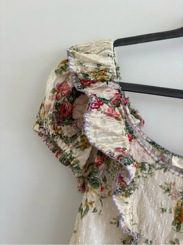 LOVESHACKFANCY EXLEY MIDI SHINNING JEMSTONE DRESS floral cottagecore lace - Image 6